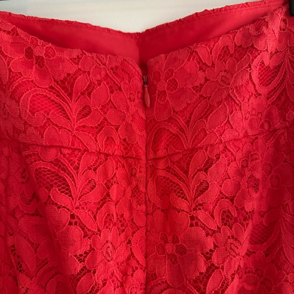 Express Red Lace High Waisted Midi Pencil Skirt NWT - Picture 7 of 12
